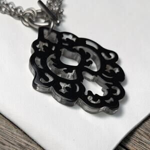 Unique Black Clear Moroccan Style Pendant Necklace
